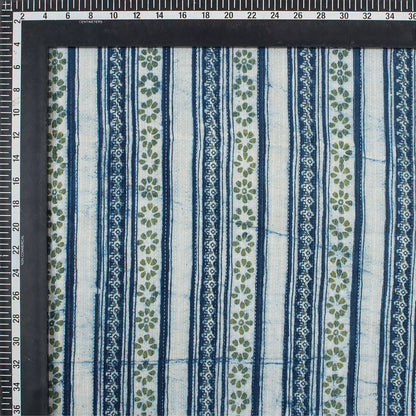 Indigo Block Printed Cotton Kantha Fabric