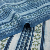 Indigo Block Printed Cotton Kantha Fabric