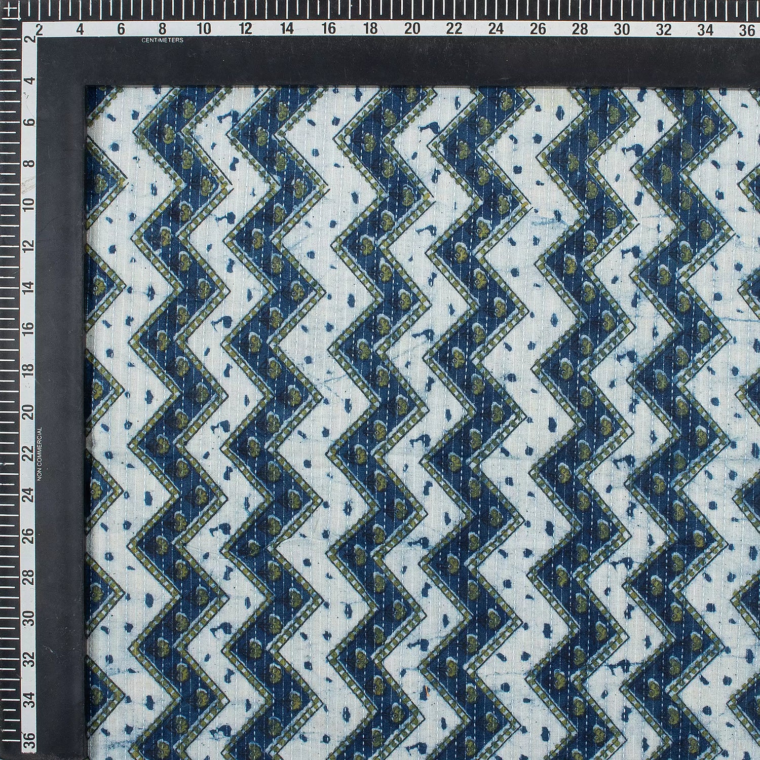 Zig Zag Block Printed Kantha Fabric