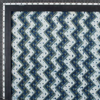 Zig Zag Block Printed Kantha Fabric