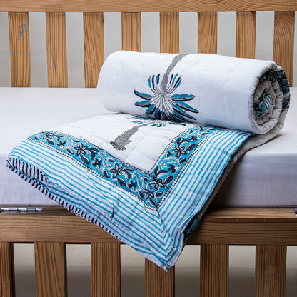 Best Baby Blankets Sky Blue Palm Tree Print Online