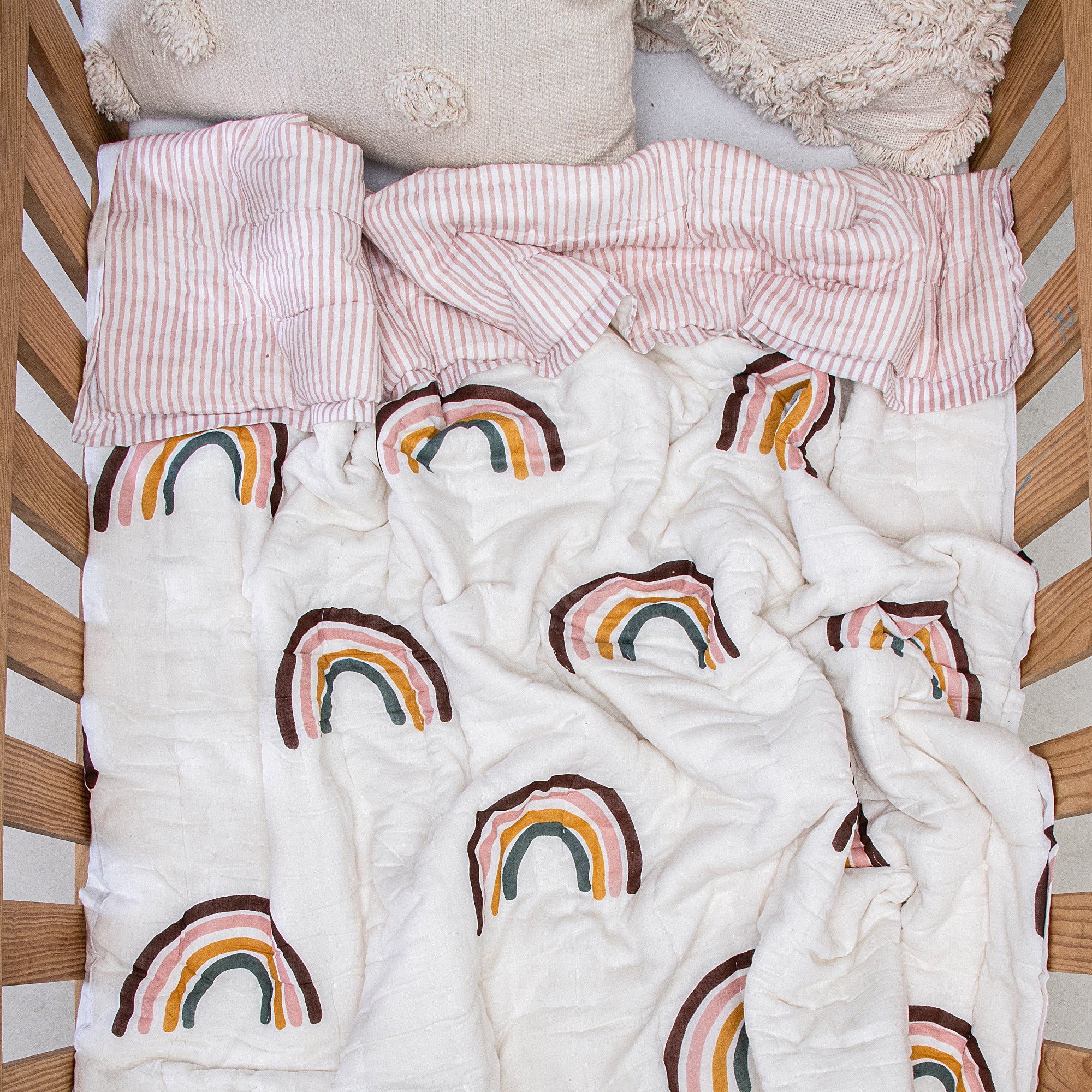 Multicolor Rainbow Print Baby Swaddle Blankets
