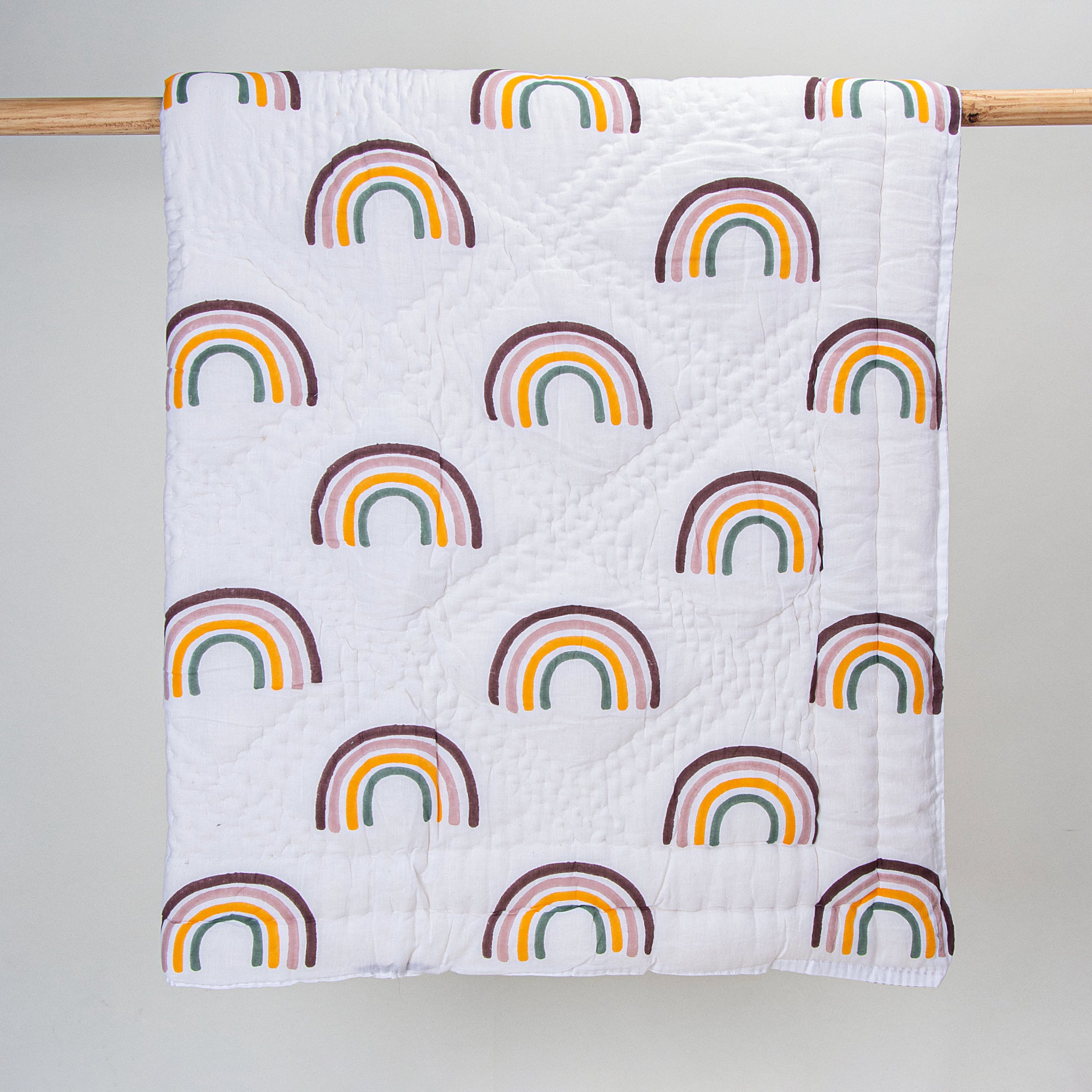 Rainbow Hand Block Print Cotton Soft Baby Blankets