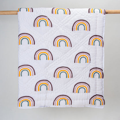 Rainbow Hand Block Print Cotton Soft Baby Blankets