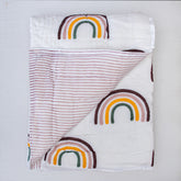 Rainbow Hand Block Print Cotton Soft Baby Blankets