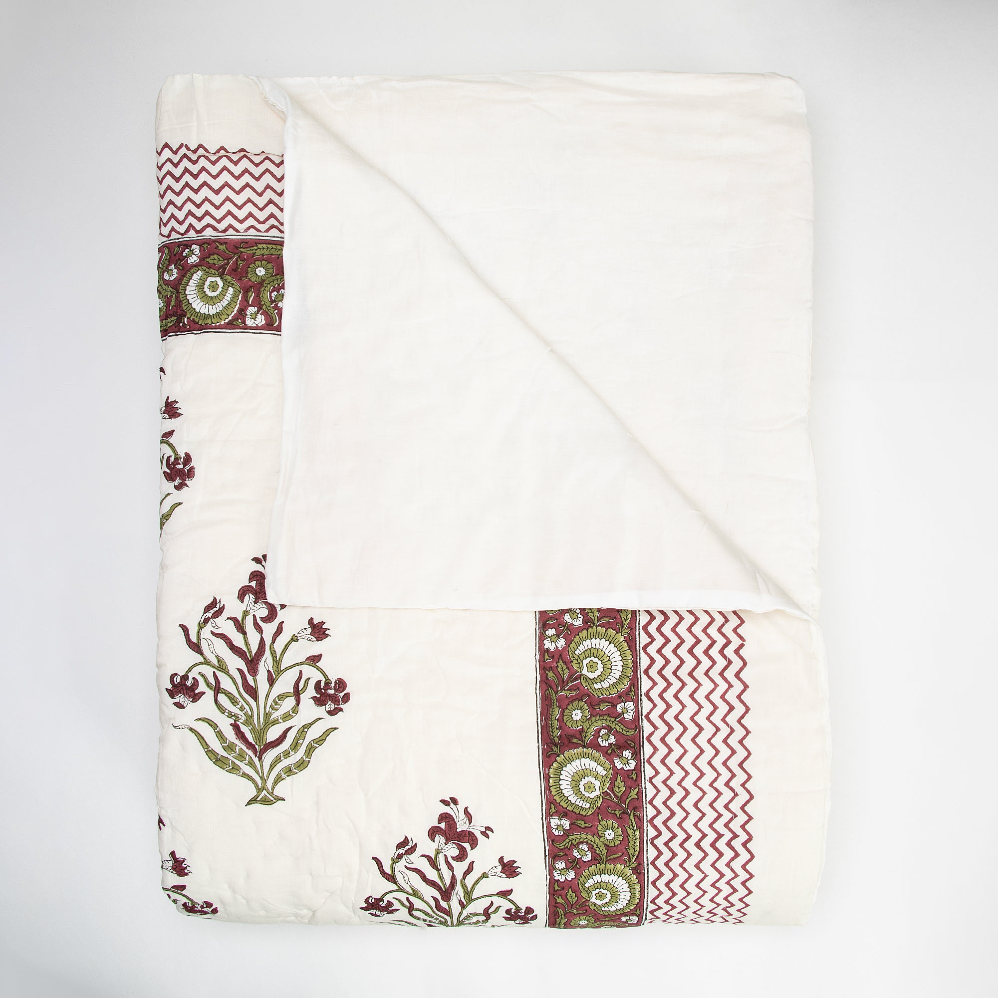 Block Flower Plant Print Rajai for Heavy Winter