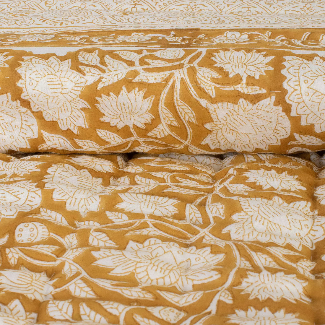 Hand Block Printed Floral Reversible Jaipuri Razai / Quilts for Winter