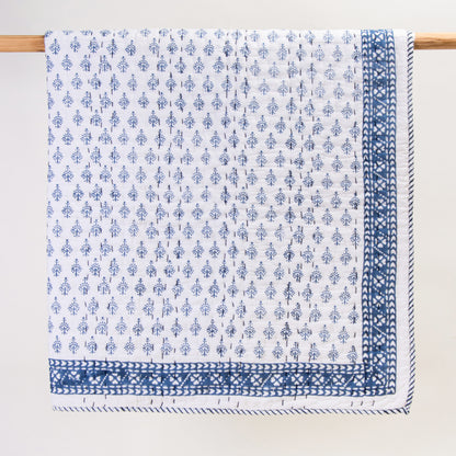 Blue Floral Print Cotton Baby Quilt Comforter Dohar
