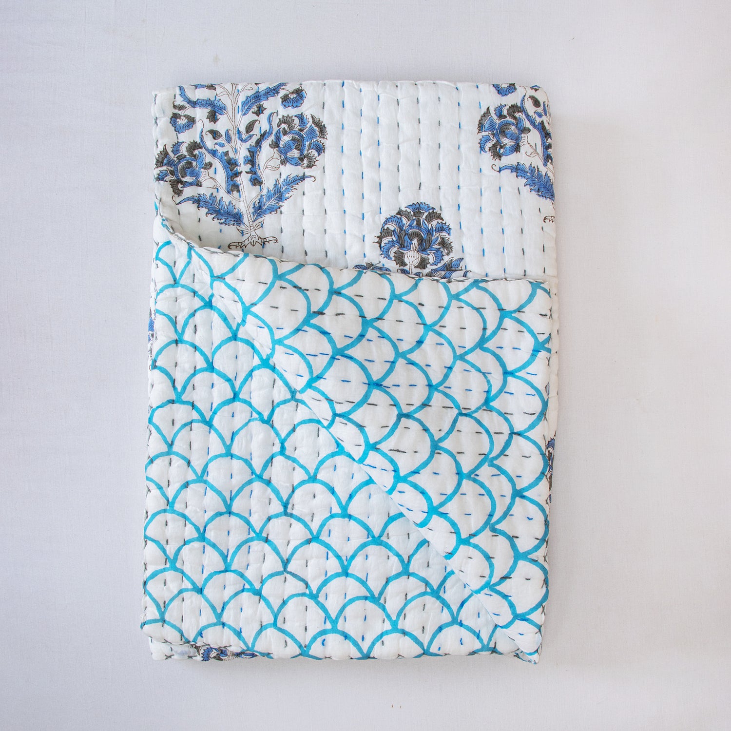 Sky Blue Flower Plant Print Soft Baby Blankets