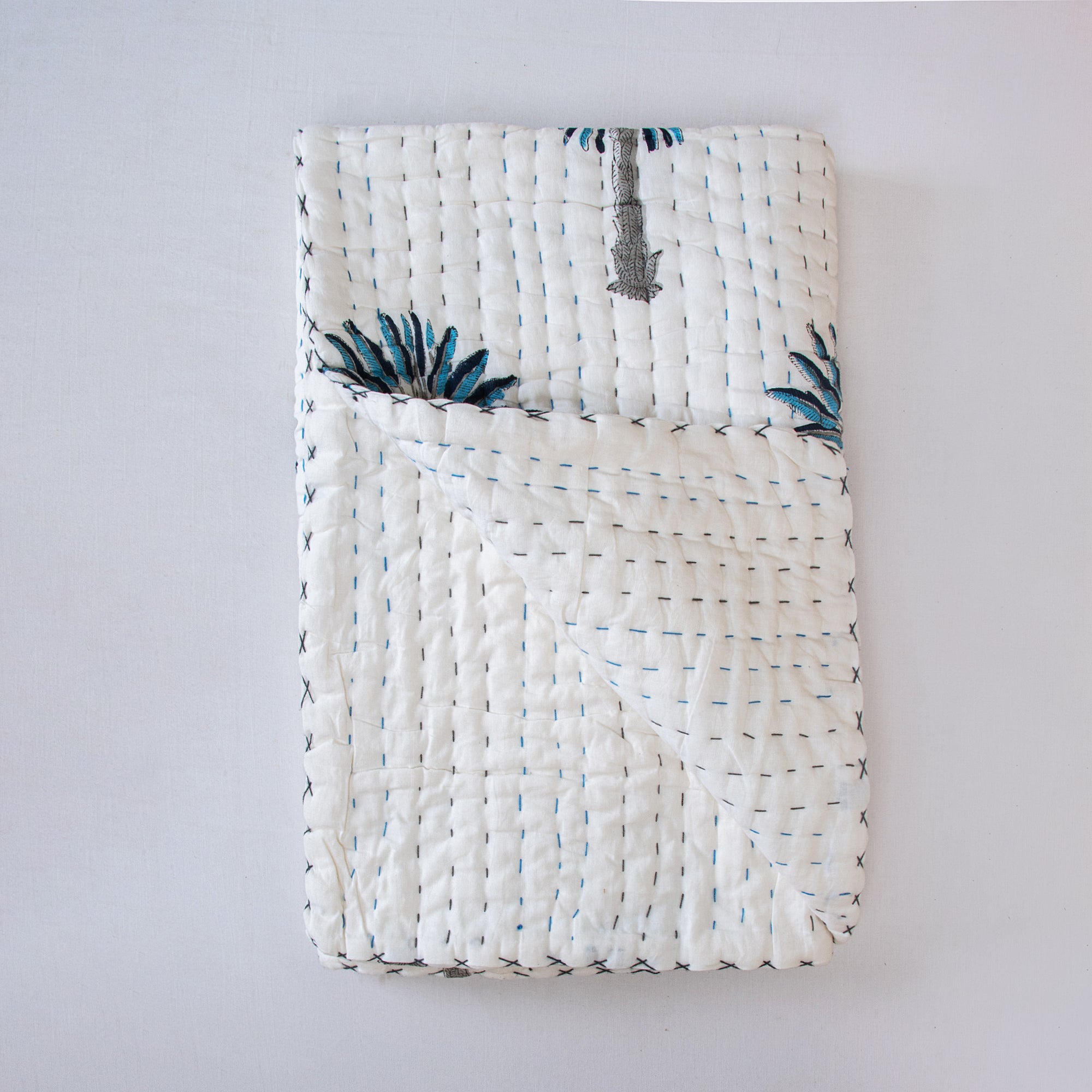 Block Palm Tree Cotton Custom Baby Blanket