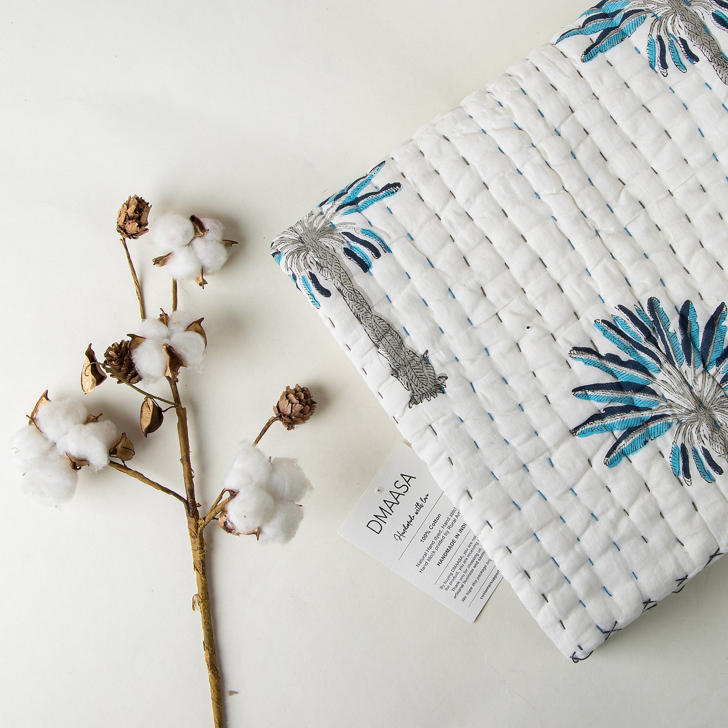 Block Palm Tree Cotton Custom Baby Blanket