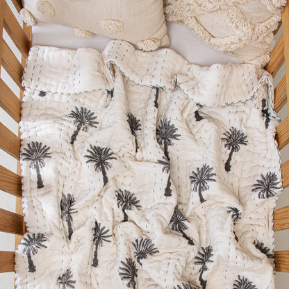 Palm Tree Print Cotton Baby Sleeping Blanket