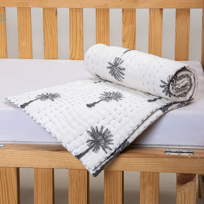 Palm Tree Print Cotton Baby Sleeping Blanket