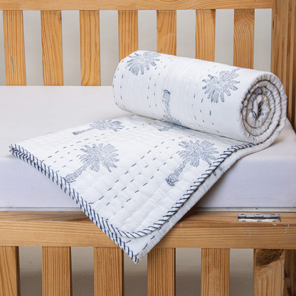 Handmade Palm Tree Print Baby Swaddle Blankets