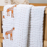 Brown Giraffe Print Cotton Baby Swaddle Blankets