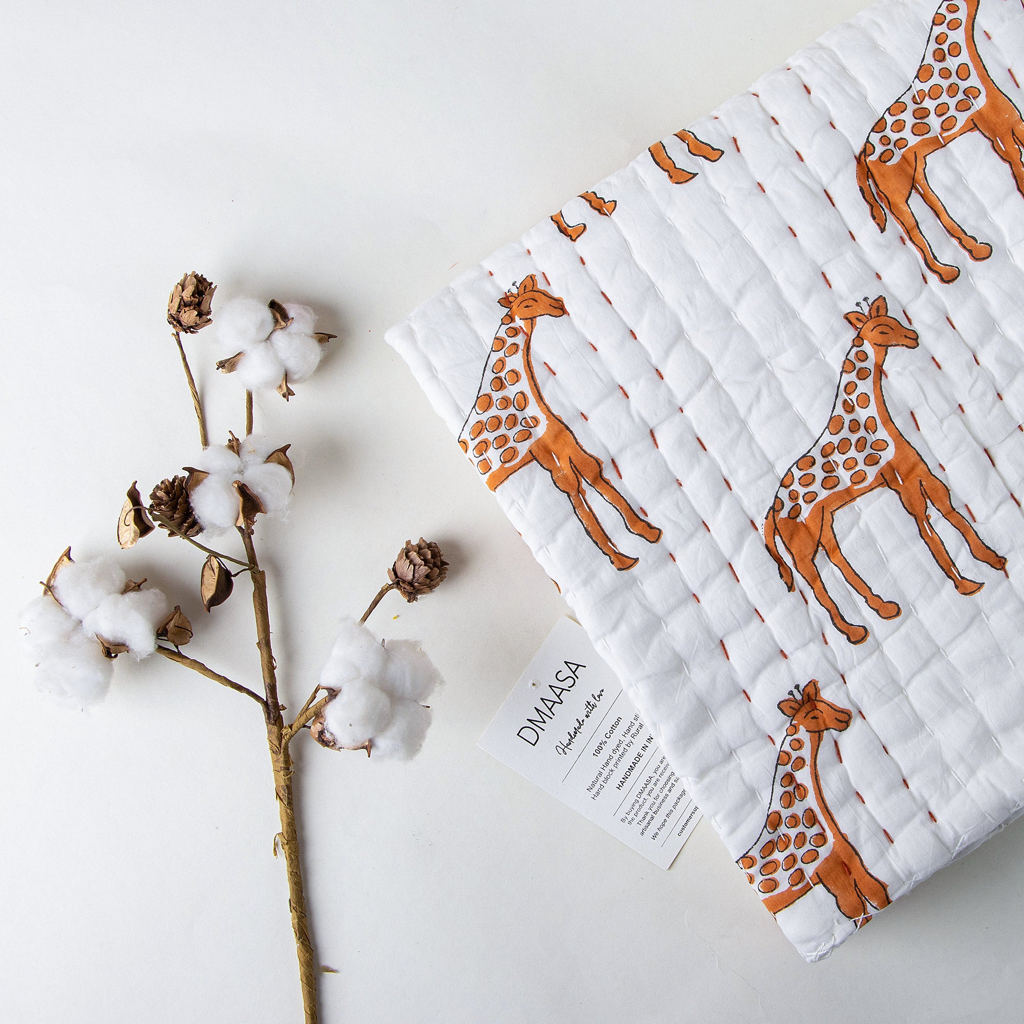 Brown Giraffe Print Cotton Baby Swaddle Blankets