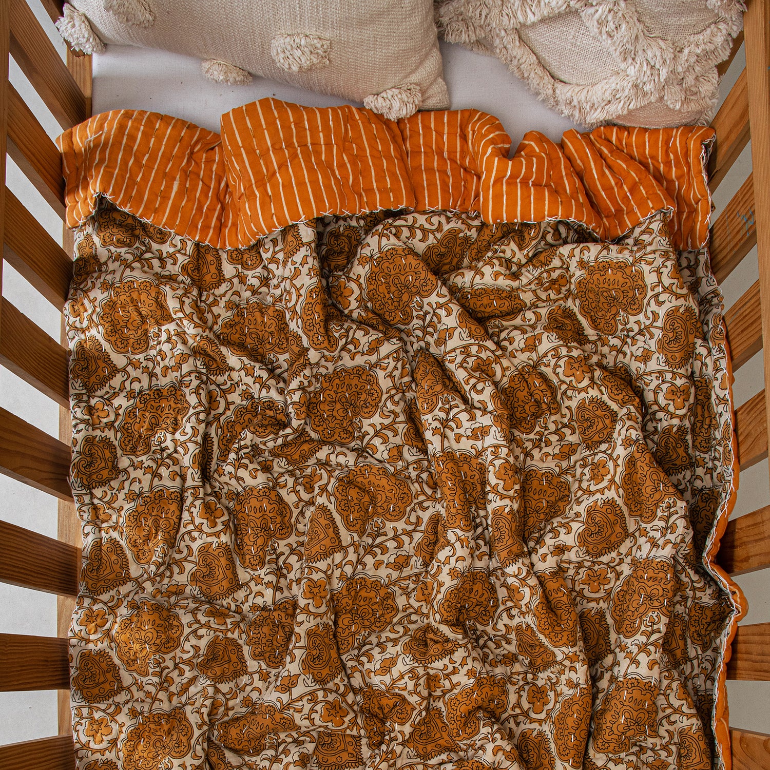 Brown Floral Print Cotton Newborn Blanket