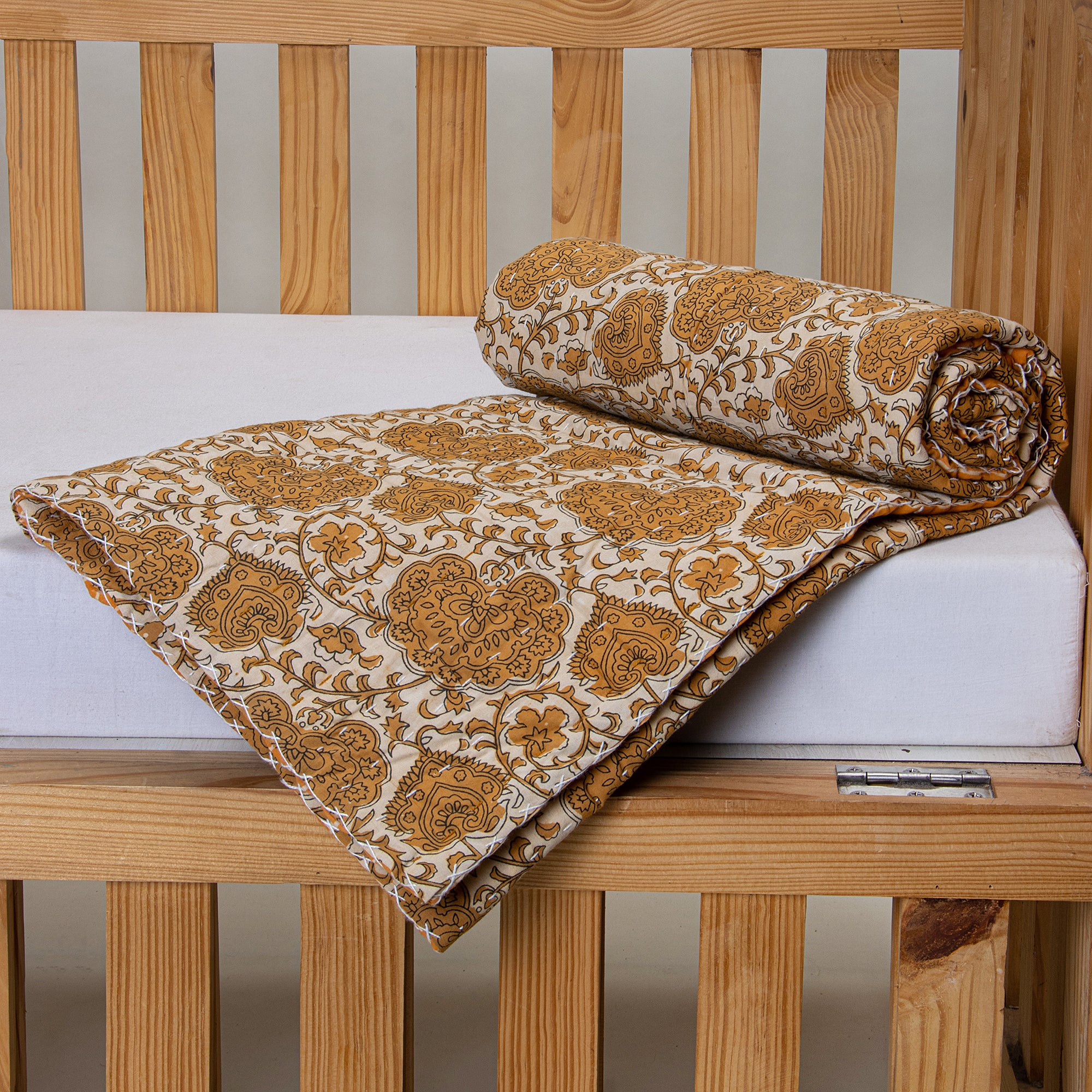 Brown Floral Print Cotton Newborn Blanket