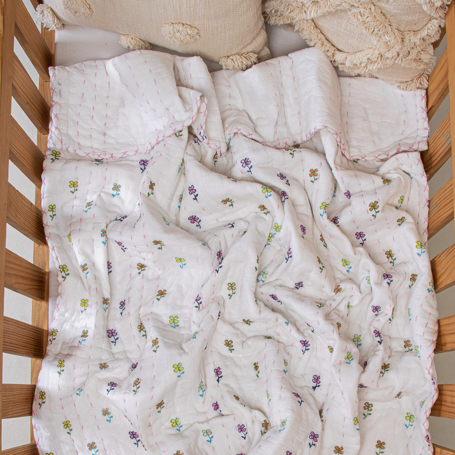 Floral Print Cotton Baby Blanket Set for Winter