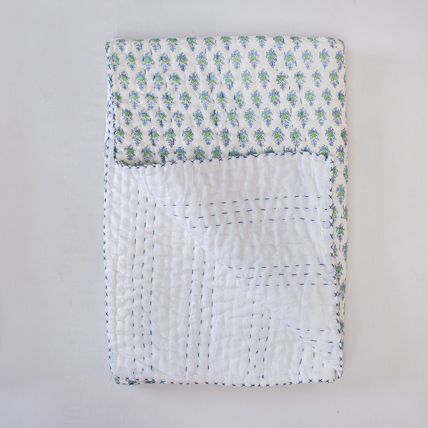 Green Floral Print Pure Cotton Baby Comforter