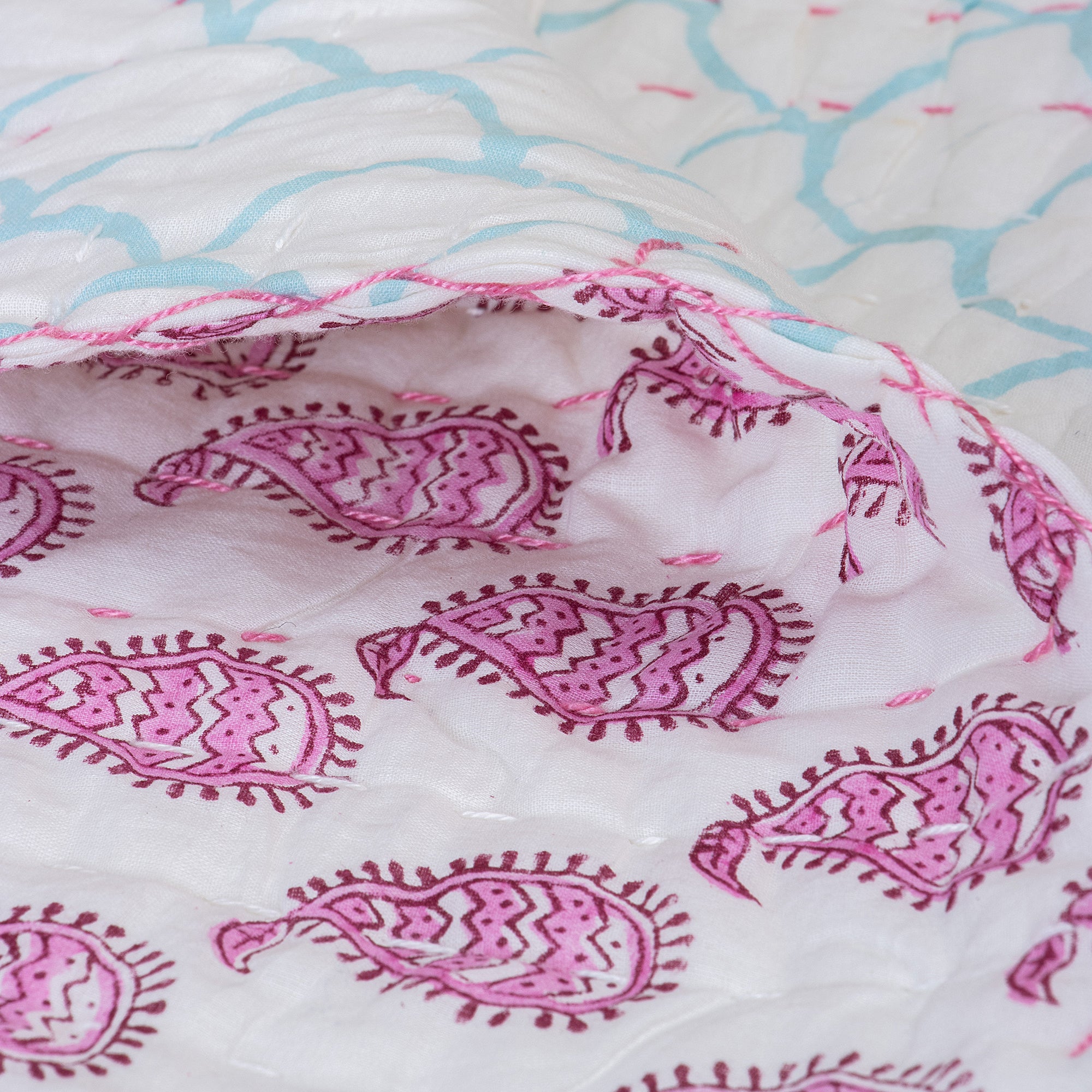 Light Pink Paisley Print Cotton Muslin Baby Blankets