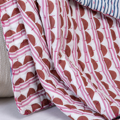 Pink &amp; White Swaddle Blankets Hand Block Print