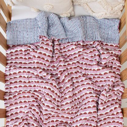 Pink &amp; White Swaddle Blankets Hand Block Print