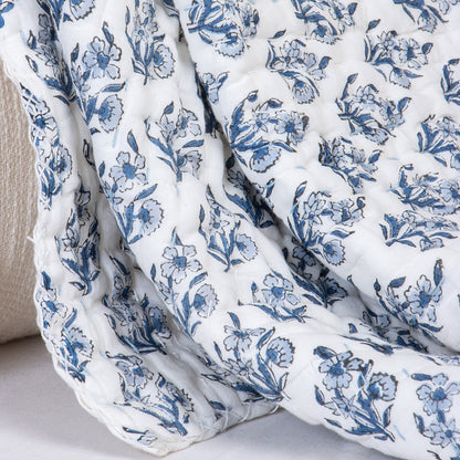 Blue Floral Print Soft Baby Blanket Online