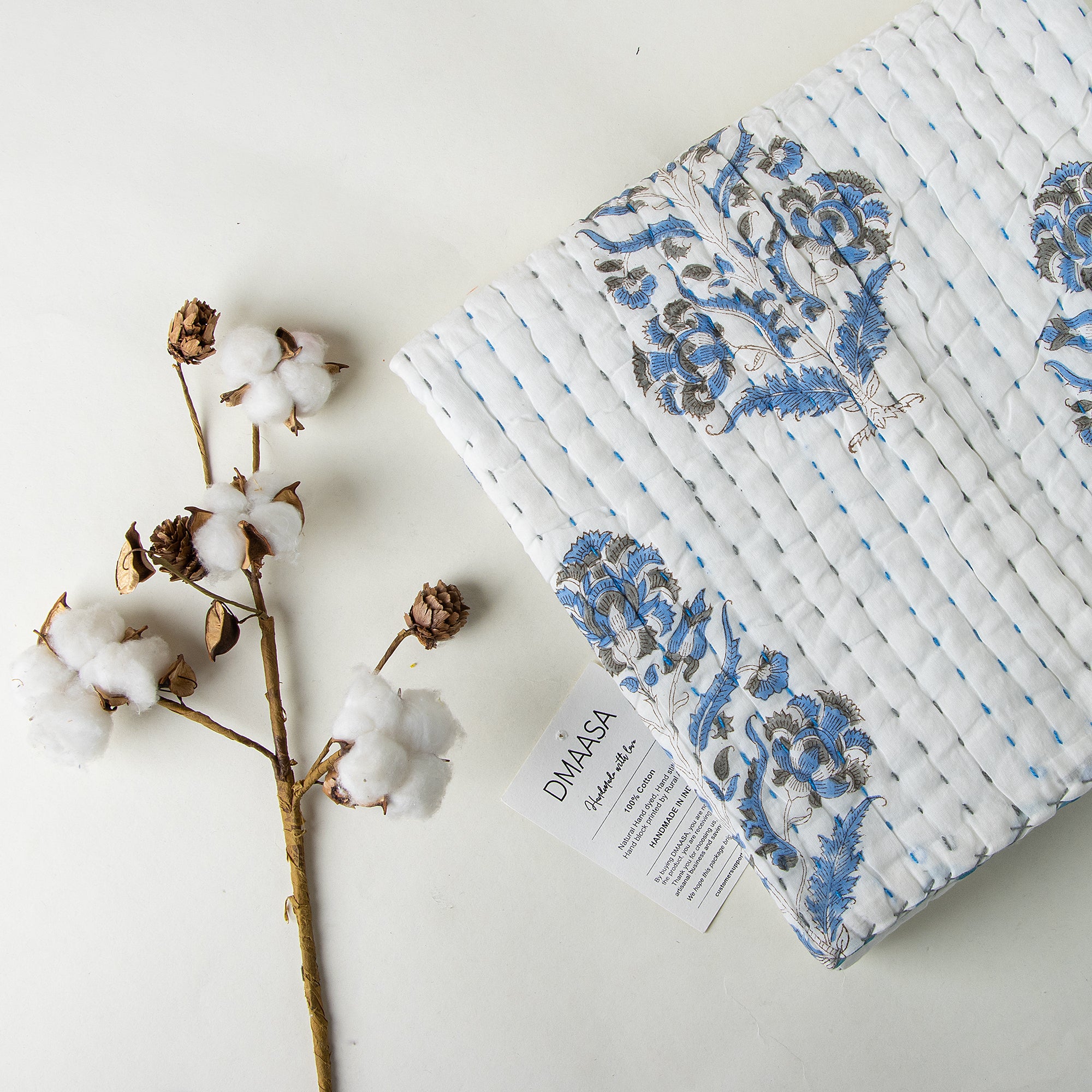 Sky Blue Flower Plant Print Soft Baby Blankets