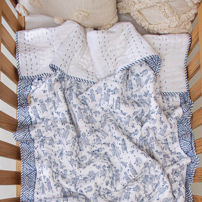Blue Soft Cotton Baby Quilt