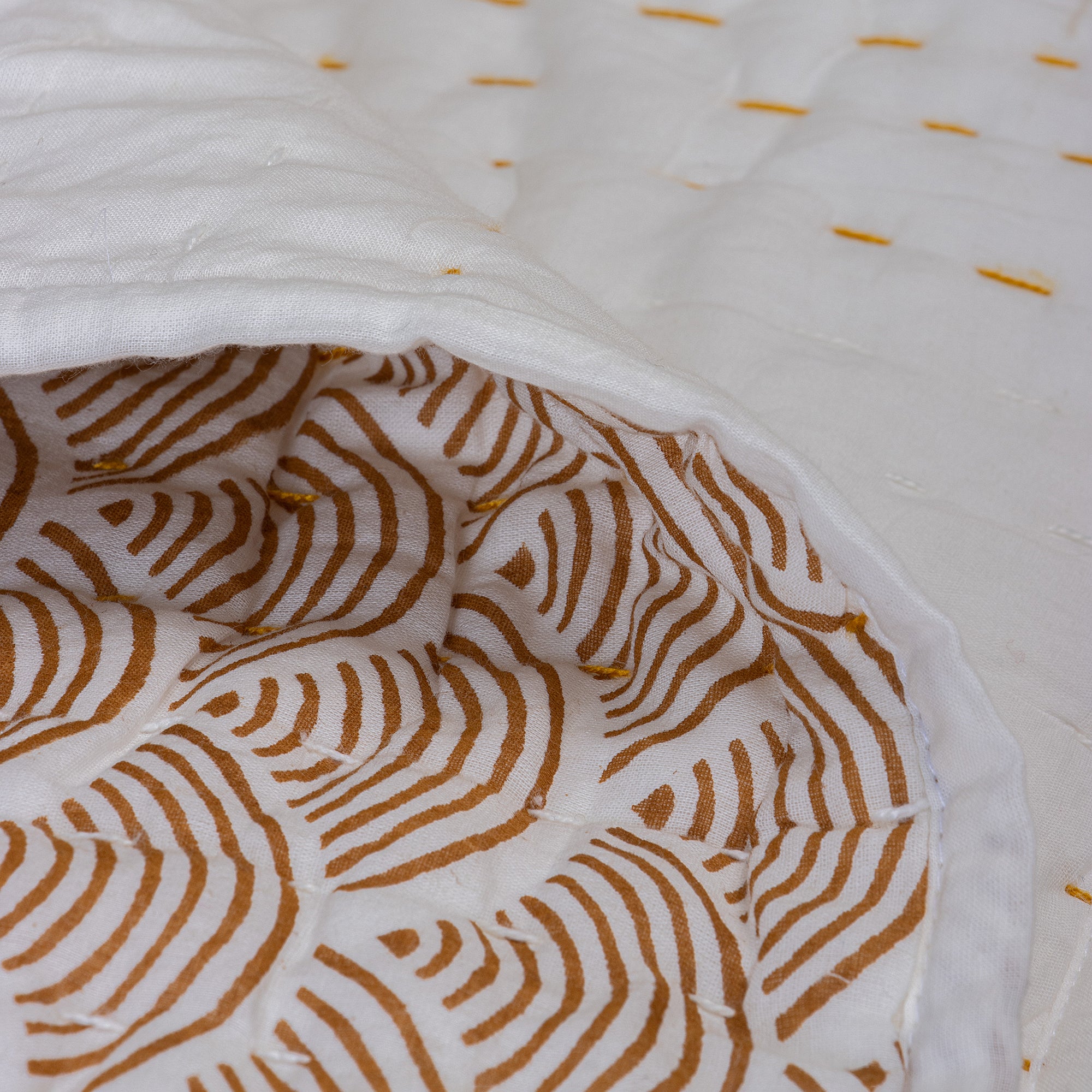 Brown Hand Block Print Cotton Baby Quilt Set
