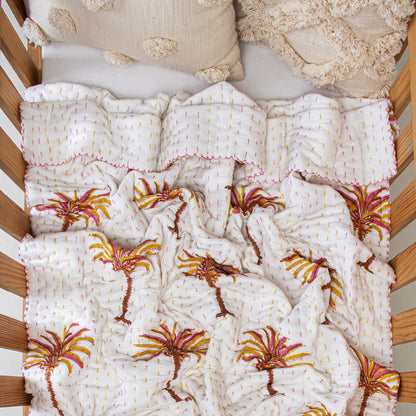Yellow Palm Print Best Baby Blanket Price Online