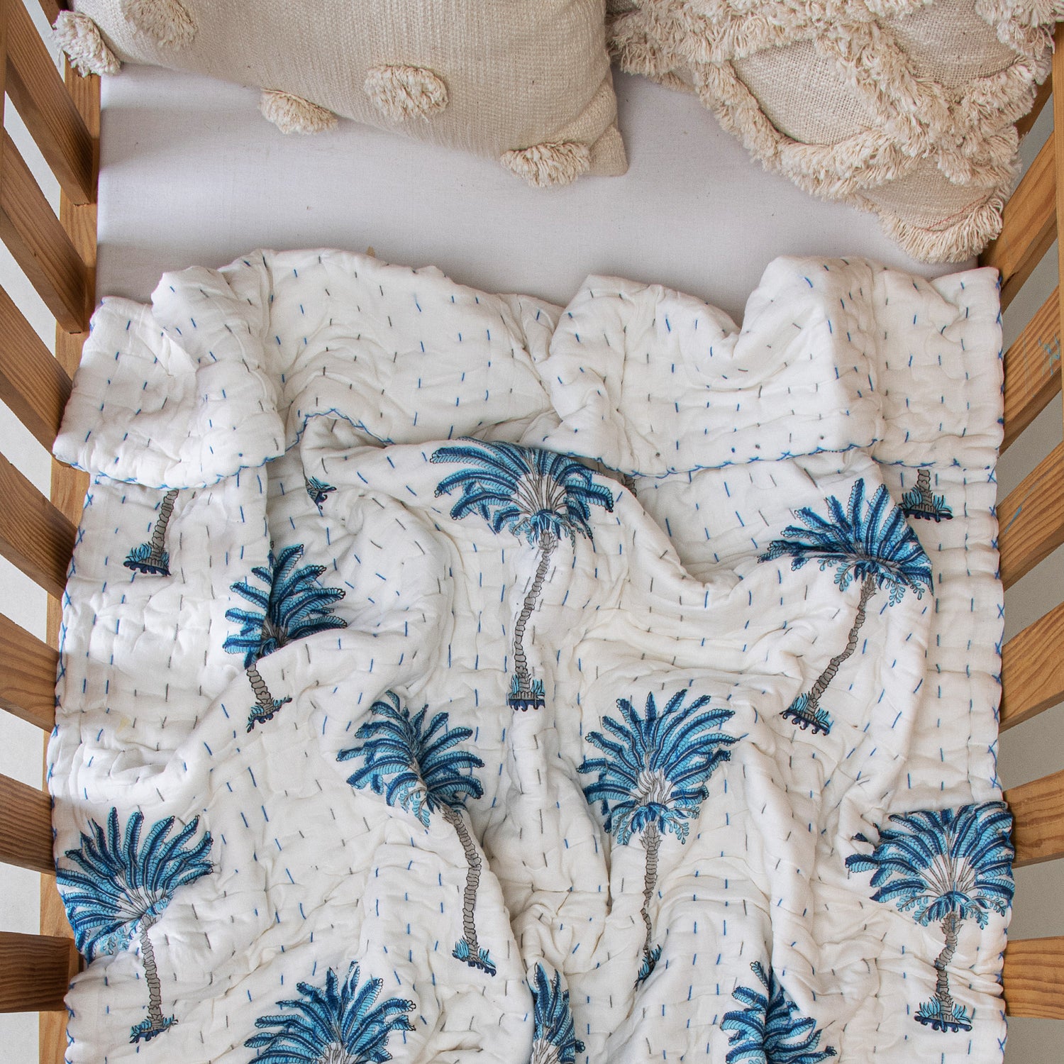 Blue Palm Tree Design Soft Baby Blankets