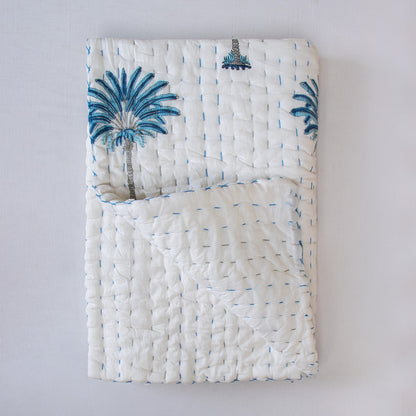 Blue Palm Tree Design Soft Baby Blankets