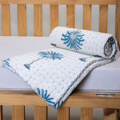 Blue Palm Tree Design Soft Baby Blankets