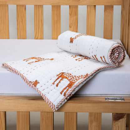 Brown Giraffe Print Mulmul Swaddle Blankets