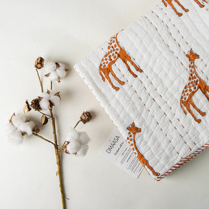 Brown Giraffe Print Mulmul Swaddle Blankets