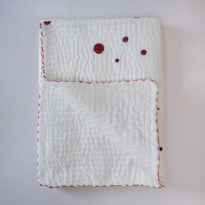 Maroon Dots Print Soft Baby Blankets and Quilts