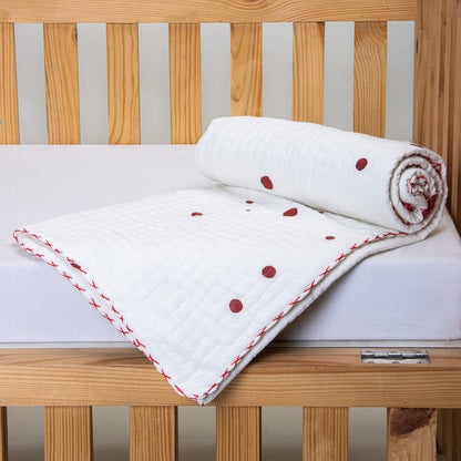 Maroon Dots Print Soft Baby Blankets and Quilts