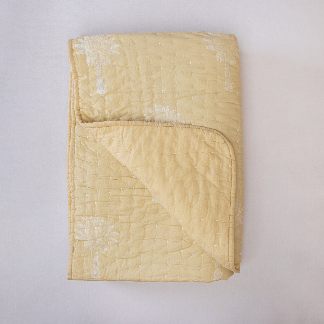 Straw Yellow Palm Print Soft Baby Sleeping Blanket