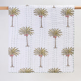 Green Palm Print Cotton Newborn Baby Wrap Blanket