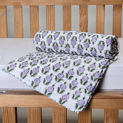 Purple Floral Print Soft Modern Baby Blankets