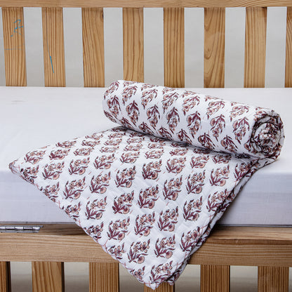 Maroon Floral Print Soft Cotton Kantha Baby Blankets