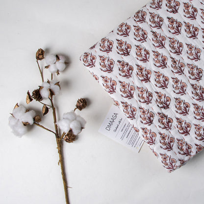 Maroon Floral Print Soft Cotton Kantha Baby Blankets