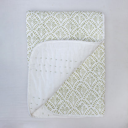 Green Muslin Pure Cotton Baby Comforter Blanket