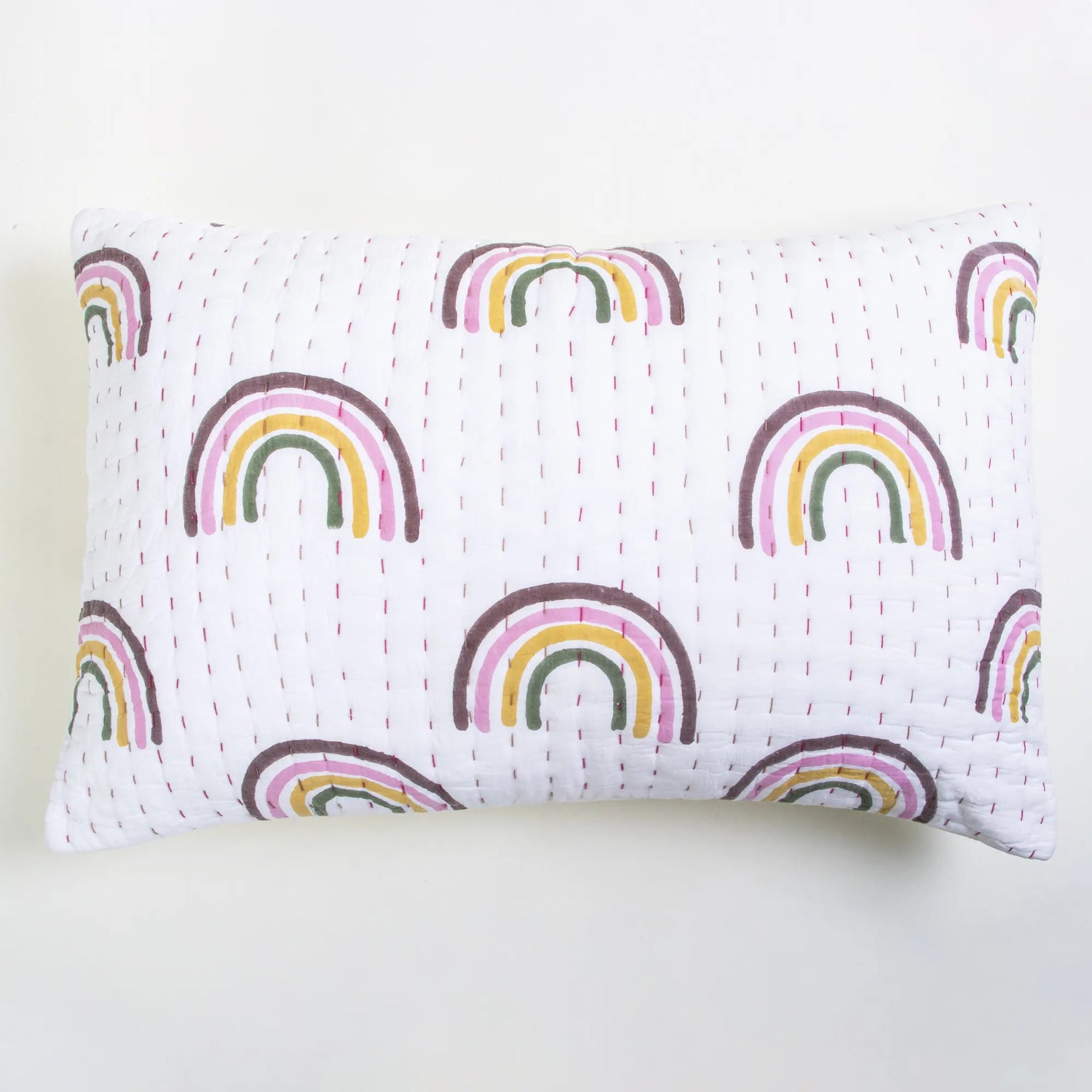 Kantha Rainbow Print Cotton Pillow Covers