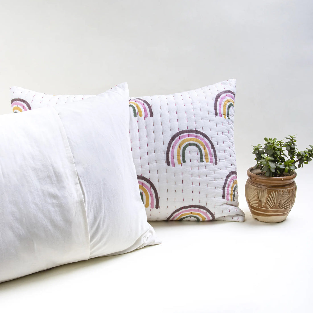 Kantha Rainbow Print Cotton Pillow Covers