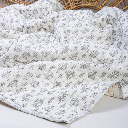 grey floral pure cotton blanket and jaipuri blanket