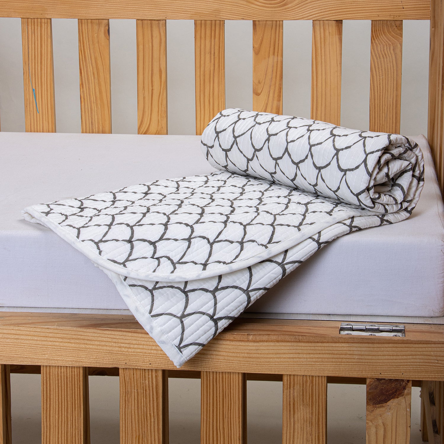 Grey Wave Design Cotton Personalized Baby Blankets