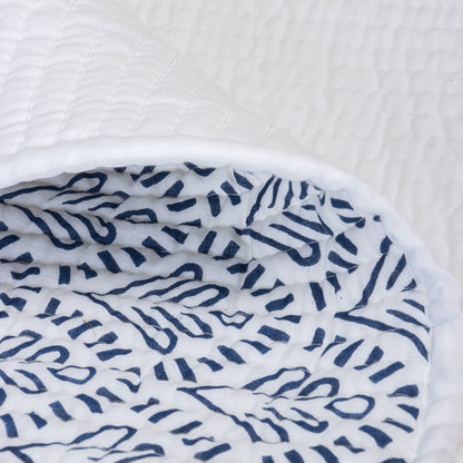 Blue Hand Printed Cotton Muslin Baby Blankets